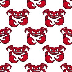 Cartoon angry red crabs seamless pattern