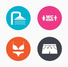 Swimming pool icons Shower and swimwear signs N9