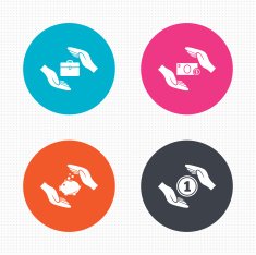 Hands insurance icons Money savings signs N12