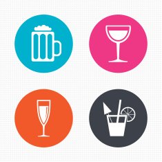Alcoholic drinks signs Champagne beer icons N9
