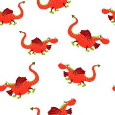 Seamless pattern of dragons