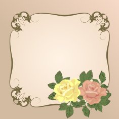 Vector bouquet of roses in a vintage frame