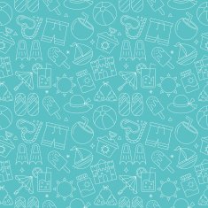 summer line icon pattern set