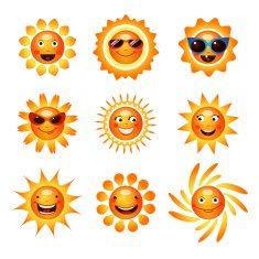 Sun smile smiley icons collection