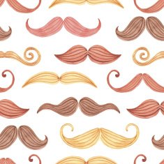 Watercolor mustache seamless pattern