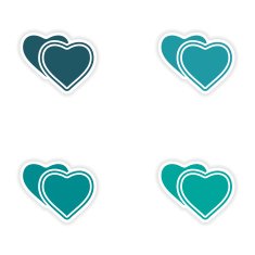 assembly realistic sticker design on paper hearts love