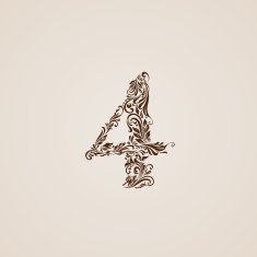 Decorated four digit on beige