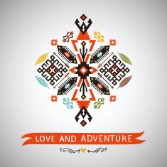Vector colorful decorative element on native ethnic style N19