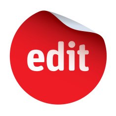 Red vector sticker text edit
