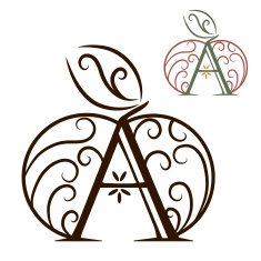 Artistically drawn stylized lace vector apple and A
