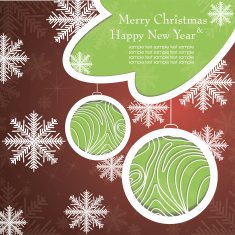 Christmas card with tree and snowflakes N5