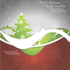 Christmas card with tree and snowflakes N7