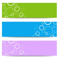 Set of color banners with white circles