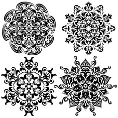 Set of pattern tattoo Mandala in black