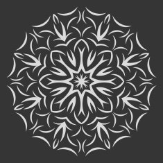 Round white flower pattern on black background