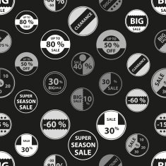 sale grayscale icons set for discount shop seamless pattern eps10