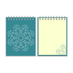 Blue cover notebook with round ornate star pattern