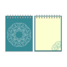 Blue cover notebook with round ornate pattern