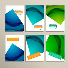 Set abstract bright colors green and blue