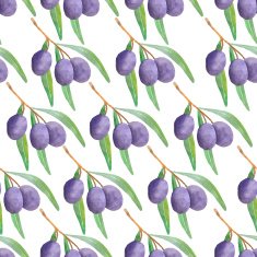 Watercolor branches of olives seamless pattern Vector illustration N2