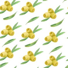 Watercolor branches of olives seamless pattern Vector illustration N3