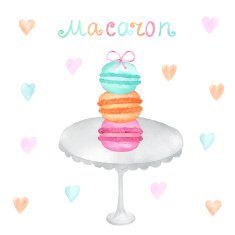 Watercolor Hand drawn macarons vectorized painting eps10
