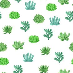 Watercolor seamless pattern with house plants in pots N3