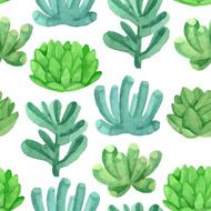 Watercolor seamless pattern with house plants in pots N4