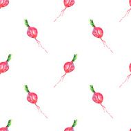 Radish seamless pattern vector watercolor illustration