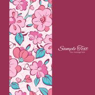 Vector pink blue kimono flowers vertical frame seamless pattern background