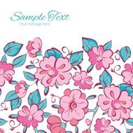 Vector Pink Blue Kimono Flowers Horizontal Frame Seamless Pattern Background