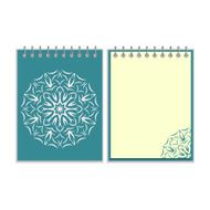 Blue cover notebook with round florwer pattern