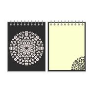 Black cover notebook with round pattern