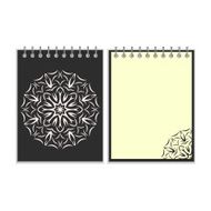 Black cover notebook with round florwer pattern