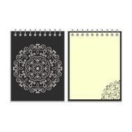 Black cover notebook with round floral pattern