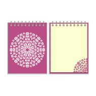 Purple cover notebook with round pattern