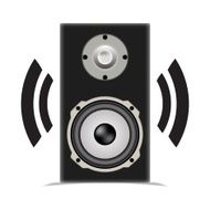 Playing speaker with shadow on white background