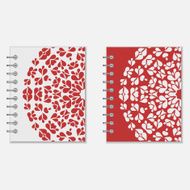 Two red and white notebook covers design