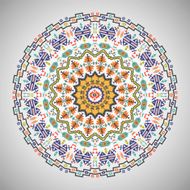 Ornamental round geometric pattern in aztec style N10