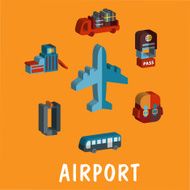 Set of colored volume airport icons N2
