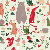 Seamless forest animal background N2