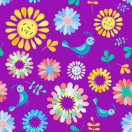 Seamless pattern with flowers and hearts