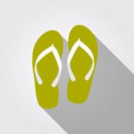 Flip Flop Flat Icon with Long Shadow Vector Illustration