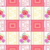 Abstract seamless patchwork checkered plaid textile romantic colors pattern