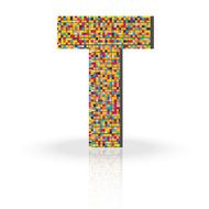 3D Vector Font with Reflection Alphabet Letter T