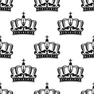 Black and white royal crown seamless pattern