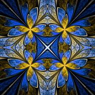 Symmetrical flower pattern in stained-glass window style N17