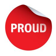 Red vector sticker text PROUD