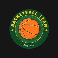Retro green color basketball badge