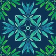 Seamless pattern Watercolor stems with leaves
